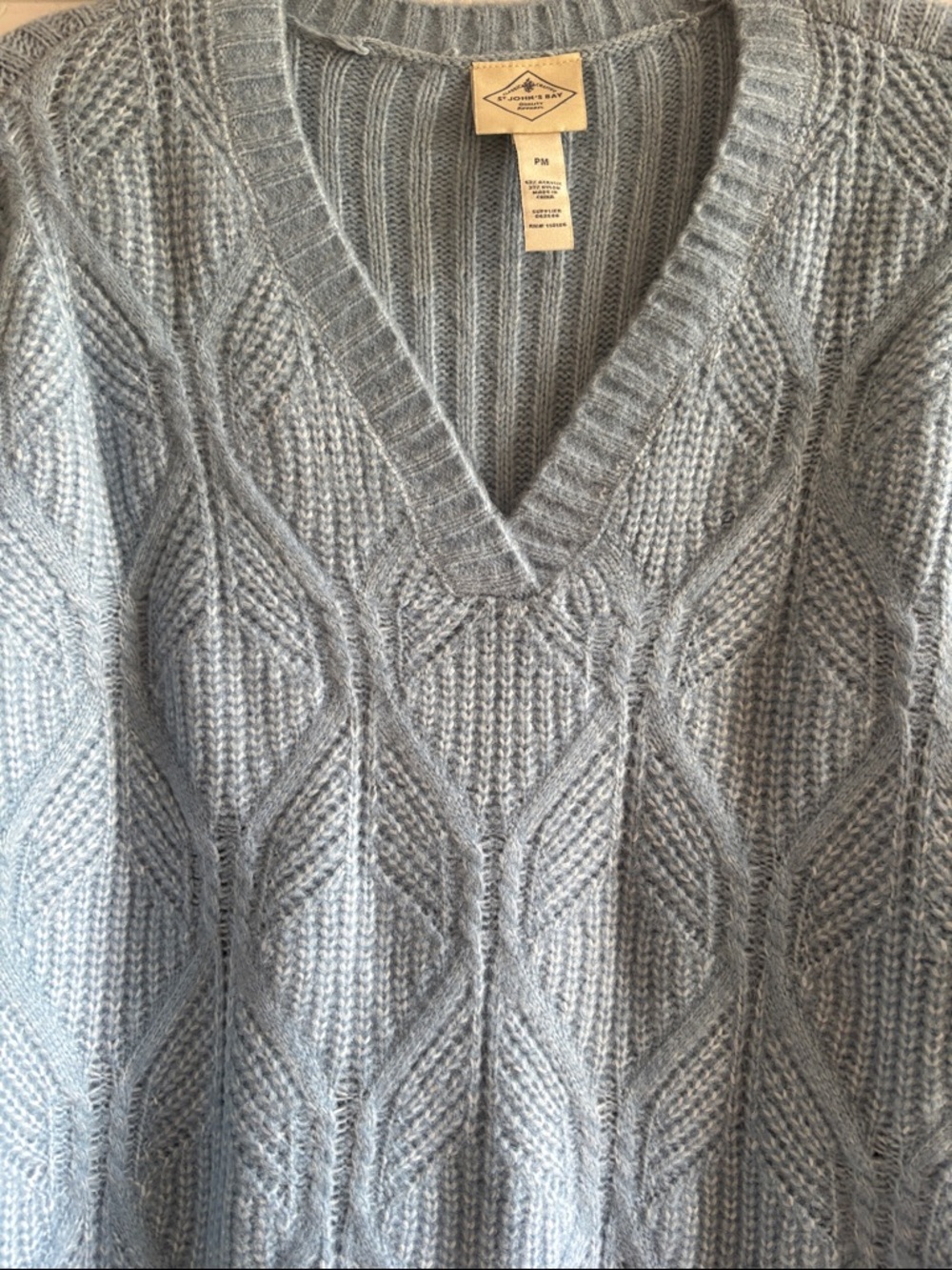 St. John's Bay Light Blue V-Neck Cable Knit Sweater